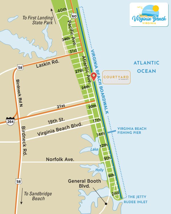 Courtyard Virginia Beach Oceanfront/South Boardwalk Map
