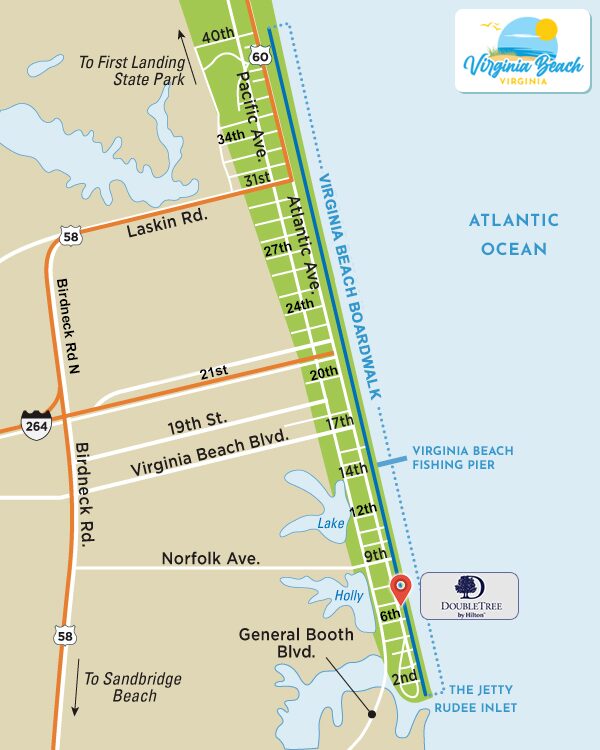 DoubleTree by Hilton Virginia Beach Oceanfront South Oceanfront Boardwalk Map