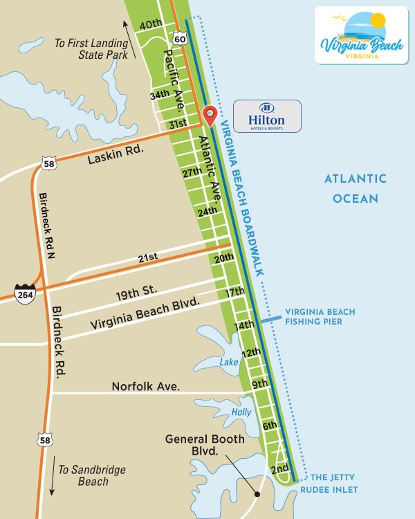 Hilton Virginia Beach Oceanfront Boardwalk Map